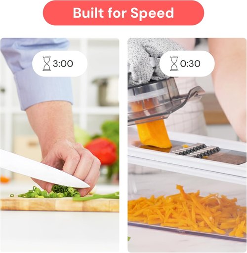 Fullstar Mandoline Slicer - 6-in-1 Kitchen Tool with Safety Glove | Versatile Fruit, Cheese, and Veggie Cutter (White)
