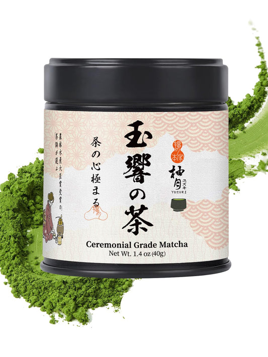 YUZUKI Matcha Powder - Ceremonial Grade Green Tea from Uji Kyoto - Zero Sugar - 40g (1.4 oz)