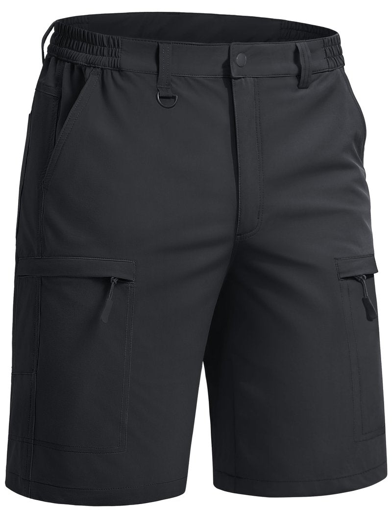 TACVASEN Men's Hiking Cargo Shorts Black Shorts with 5 Pockets D-Ring Quick Dry Lightweight Fishing Golf Casual Trekking
