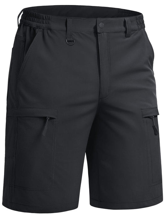 TACVASEN Men's Hiking Cargo Shorts Black Shorts with 5 Pockets D-Ring Quick Dry Lightweight Fishing Golf Casual Trekking