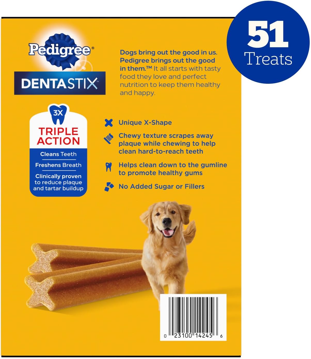 Pedigree Dentastix Large Dog Treats - Original Beef Flavor, Fresh Breath | 2.73 lb Variety Pack (51 Treats)