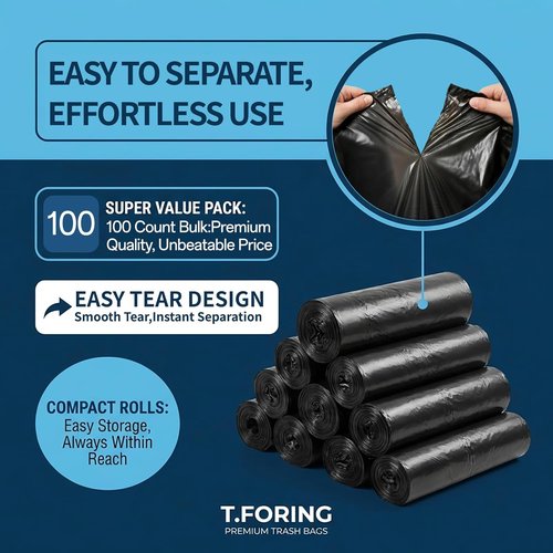 Heavy Duty Black Trash Bags by [Brand Name] - 1.28 Mil Thick, 30" x 35", 100 Count for Home & Office
