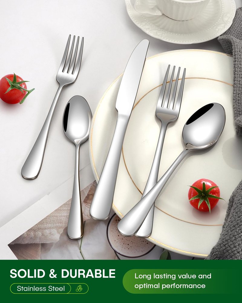 PHILIPALA 20 Piece Silverware Set, Stainless Steel Flatware Set for 4 Food Grade Novelty Flatware Cutlery Utensil Set Include Knife Fork Spoon Mirror Polished Dishwasher Safe