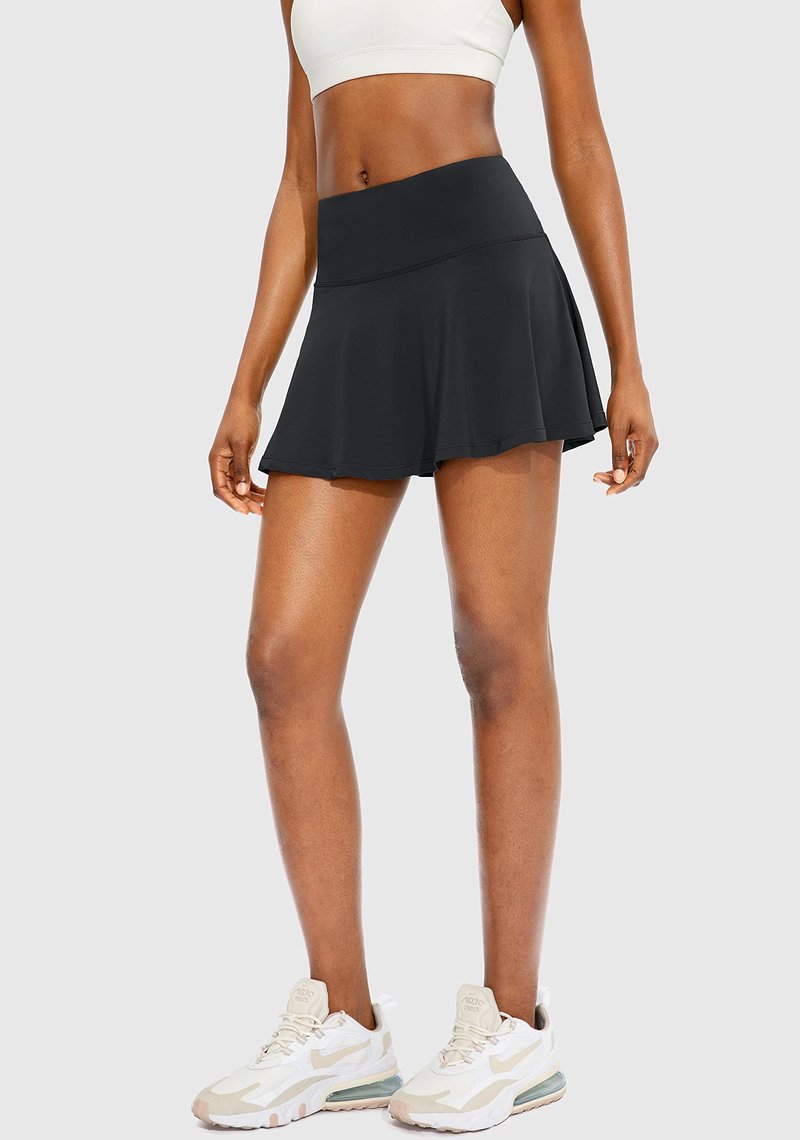 SANTINY Pleated Tennis Skirt for Women with 4 Pockets Women's High Waisted Athletic Golf Skorts Skirts for Running Casual (Black_XXL)