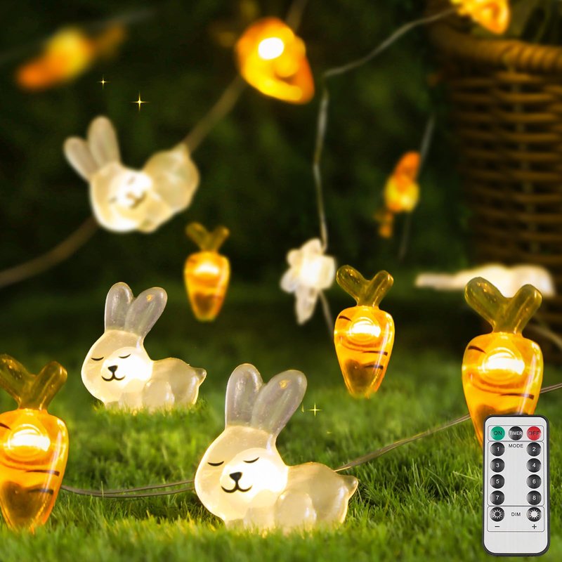 suddus Easter Lights Outdoor, Easter String Lights Battery Operated 12.8ft 40 LED Easter Decorations Indoor