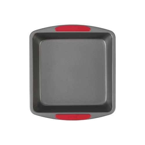 GoodCook MegaGrip Baking Pan with Silicone Grip Handles Square Non-Stick Heavy-Gauge Steel Cake Pan Baking Dish for Brownies Bread Cake Baked Goods & More, Dishwasher Safe, 8x8-Inch,