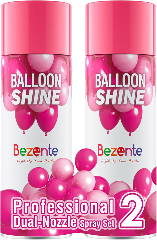 Bezente Balloon Shine Spray - High Shine, Waterproof Formula | 2 x 15oz Dual Nozzles for Precision & Wide Spray