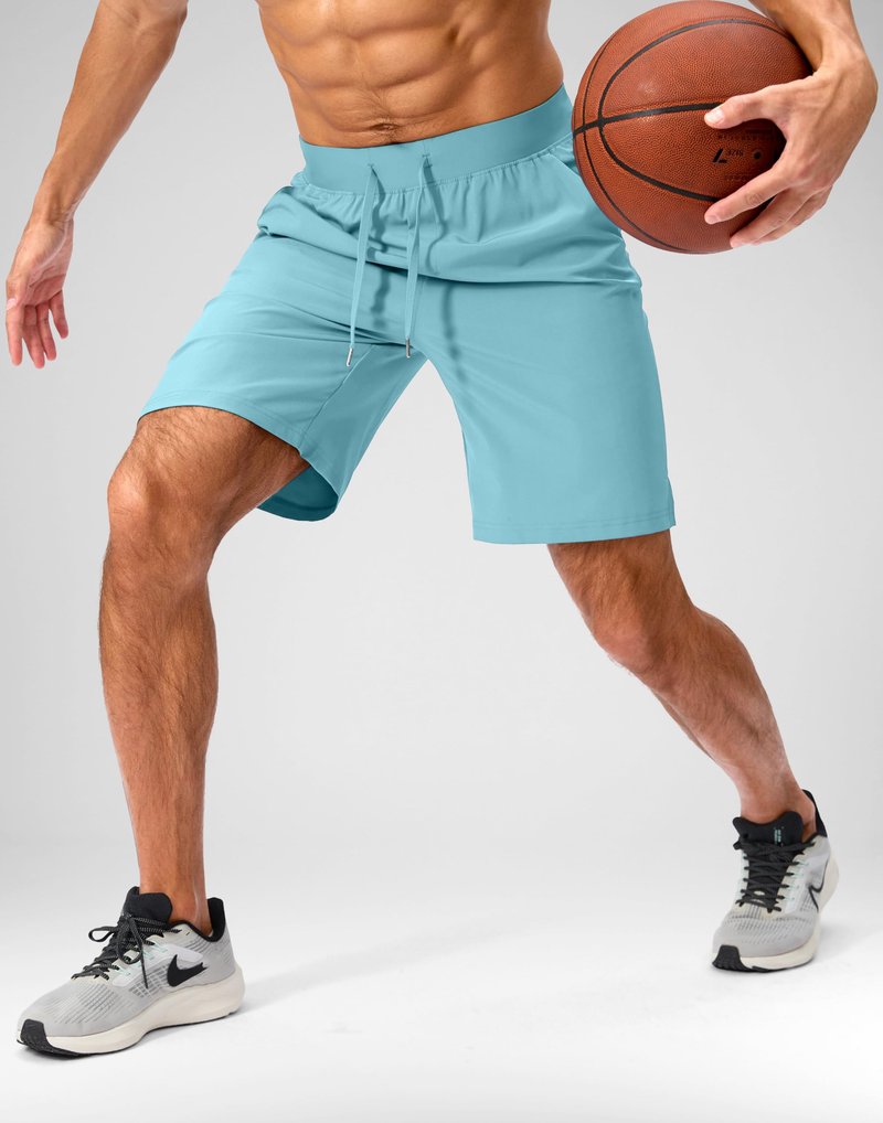 Soothfeel Men's Running Shorts with Zipper Pockets 9 Inch Lightweight Quick Dry Gym Sports Athletic Workout Basketball Shorts for Men (Hot Pink, M)