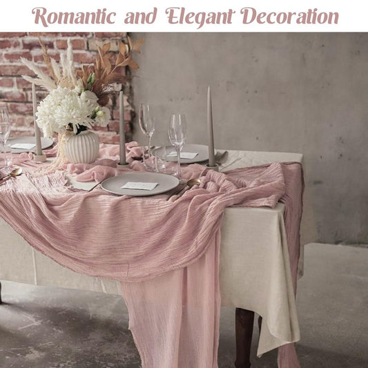 6 Pieces Dusty Pink Easter Spring 10FT Cheesecloth Table Runner Boho Gauze Fabric Table Runner Rustic Sheer Runner for Wedding Birthday Baby Shower Party Boho Table Decoration（Dusty Pink）