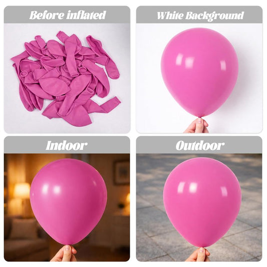Voircoloria 90pack Retro Hot Pink Balloons Different Size 18/12/10/5 Inch Retro Hot Pink Balloon Garland Arch Kit for Graduation, Wedding, Birthday, Princess Theme Party, Valentine's Day Decorations