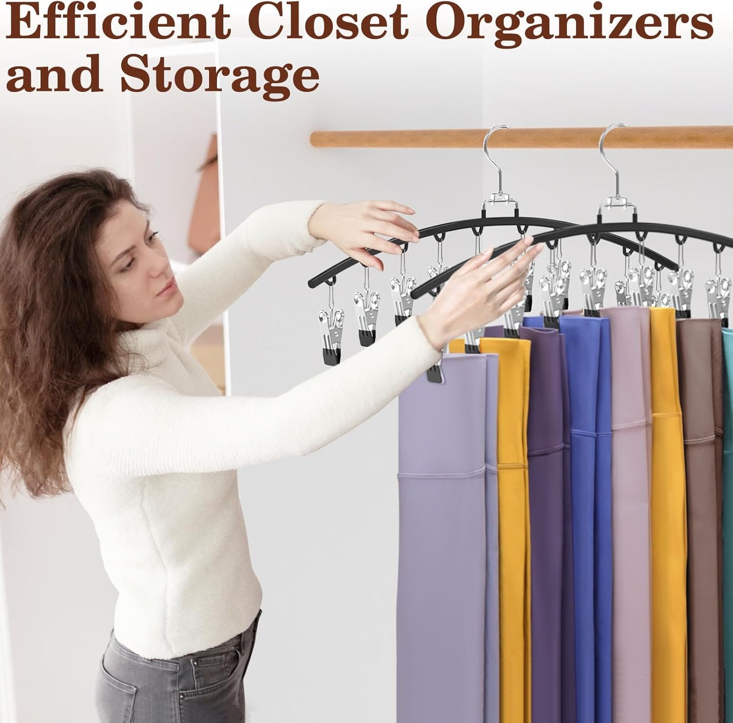 Skiennix Legging Organizer - 360° Swivel Metal Design with 20 Clips for Space-Saving Closet Storage | Black