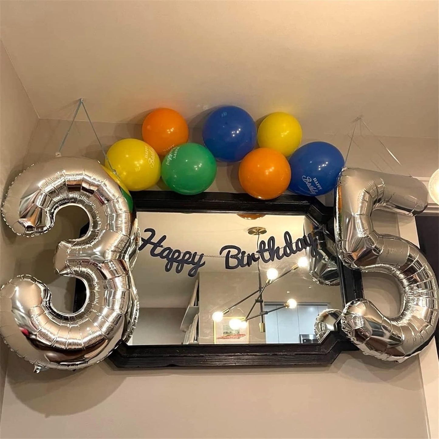 Skiennix Silver 3rd Birthday Balloon - 40 Inch Giant Helium Foil Number 3 - Self-Inflating Decor