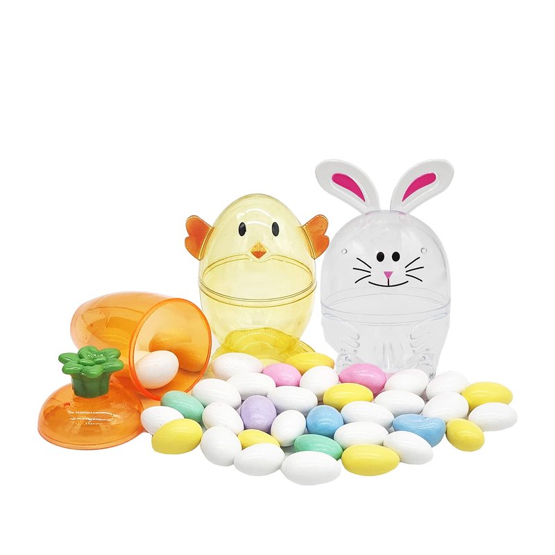The Dreidel Company Fillable Easter Carrots, Bunny, and Chick 6-Pack Containers, Perfect Characters for Easter Egg Hunt, Basket Stuffers Filler, Surprise Carrot, Classroom Price Supplies, Party Favor