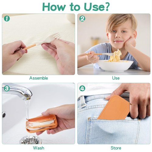 JEPELUS 4PCS Collapsible Utensil Sets for Lunch Box, Reusable Cutlery Set with Case, Travel Utensils Outdoor, Lunch Utensil Set for Work Travel Home School, Portable Utensils Adult