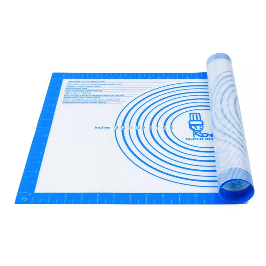 Nonstick Silicone Pastry Baking Mat Large with Measurements 16''By 24'' for Silicone Baking Mat, Counter Mat, Dough Rolling Mat/Pie Crust Mat By Folksy Super Kitchen(16×24, Blue)