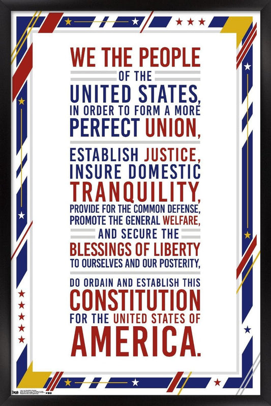 Trends International The United States Of America - Constitution Preamble Wall Poster, 22.375" x 34", Black Framed Version
