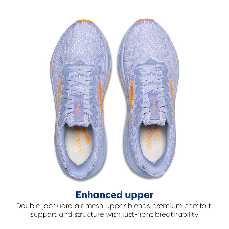 Brooks Women’s Ghost 17 Neutral Running Shoe - Blue Heron/White/Orange - 12 Medium