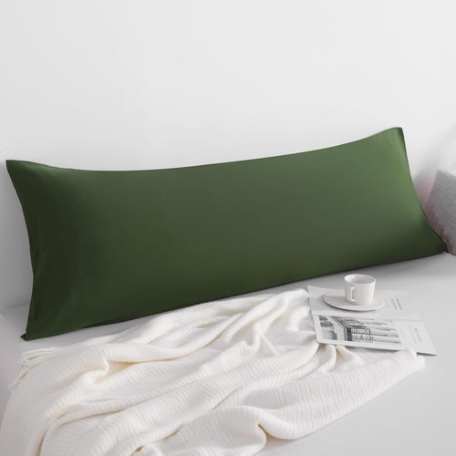 FLXXIE Body Pillow Cover - Super Soft Microfiber Case | Olive Green, 20x54, Wrinkle & Stain Resistant