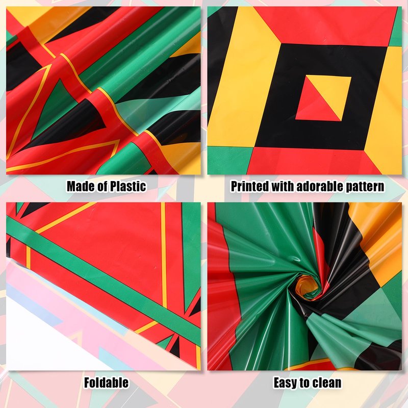 Frienda 6 Pcs Juneteenth Tablecloths 108 x 54 Inch African American Plastic Table Cloth Rectangular Kente Table Cover for Kitchen Dining Decor 1865 Freedom Day Holiday Party Supplies