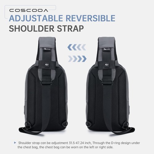 COSCOOA Sling Bag for Men, Anti-theft Crossbody Bag with USB Charging Port, PU Leather Shoulder Bag for Women Travel Outdoor Casual Sports Daypacks