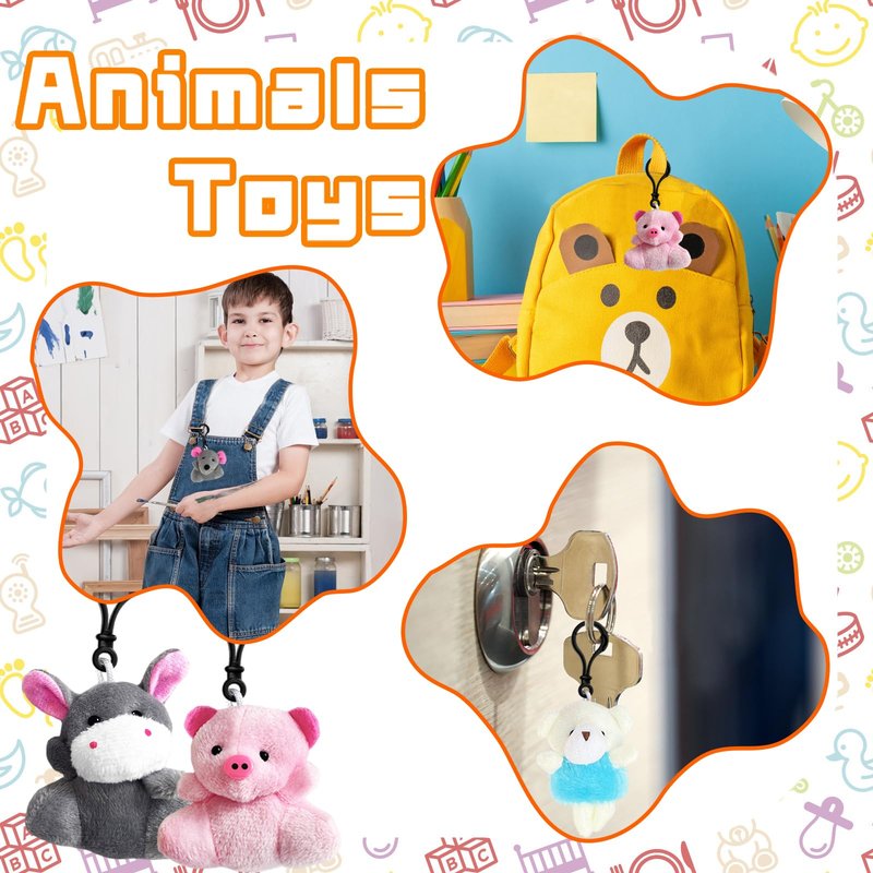 Jnnzzggu 30 PCS Mini Plush Toys,Cute Stuffed Animals Plush Keychain Set,Animals Toys for Kids,Easter Basket Stuffers,Party Favors,Classroom Gift