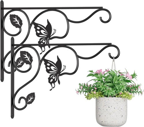 Heavy Duty Plant Hooks by [Brand Name] - 12 Inch Metal Wall Hangers for Indoor/Outdoor Use | Sturdy Brackets for Bird Feeders, Planters, Lanterns - Black