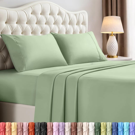 Utopia Bedding Queen Size Sheet Set - Soft, Breathable Microfiber | 4-Piece in Sage, Oeko-Tex Certified