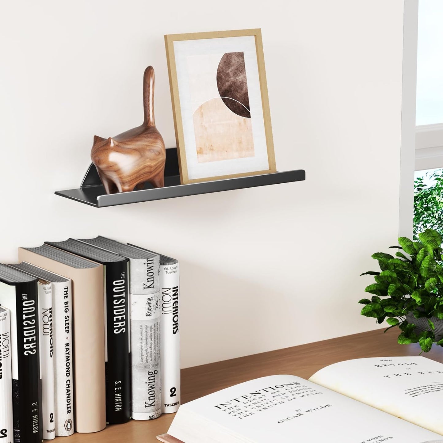 Skiennix Floating Wall Shelf - Modern Metal Shelf for Decor & Storage | 12-Inch Black Design