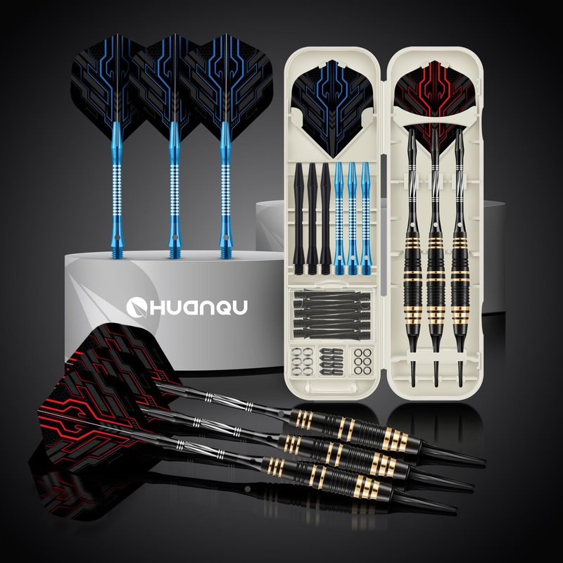 HUANQU Soft Tip Darts Set – 3 Pack Professional Darts Plastic Tip | Includes Extra Darts Tips/Flights/Shafts &Darts Case Accessories，Soft Tip Darts for Electronic Dart Board for Adults Darts