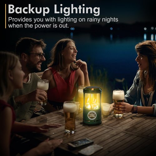 Candle Lantern, Camping Gear for Campers and Emergency Use, Without Candles (Green)