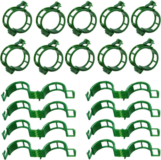 Skiennix Plant Support Clips - 100pcs Tomato & Grape Vine Clips for Garden Trellis | Green Plastic Fixing Clips