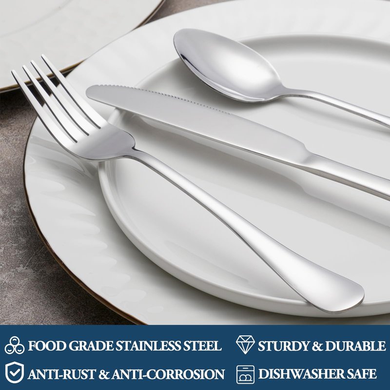 32 Piece Dinner Forks Set, Food-Grade Stainless Steel Silverware Forks, Cutlery Fork, Metal Fork for Home, Kitchen or Restaurant, Mirror Polished, Dishwasher Safe - 8 Inch