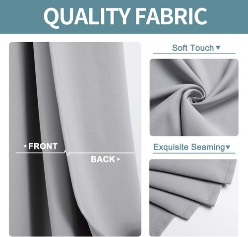 ChrisDowa Small Window Curtains - Grommet Thermal Insulated Room Darkening Panels, Light Grey, 29 x 50 Inch