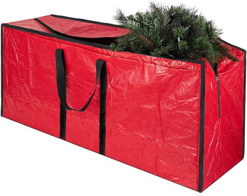 Christmas Tree Storage Bag | Heavy-Duty Waterproof Organizer for Up to 9ft Trees - Large Red with Reinforced Handles
