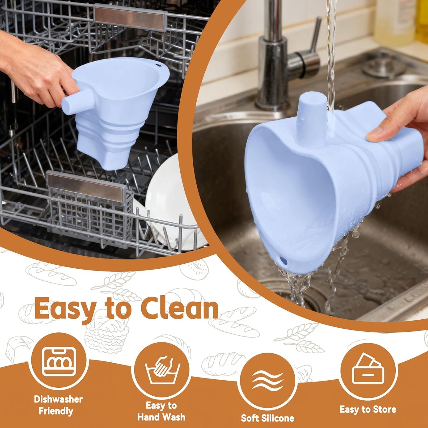 KitchenAid Flour Funnel - Easy Pour Anti-Splash Mixer Attachment for 4.5-5 Qt Tilt-Head Mixers | Dishwasher Safe, Blue