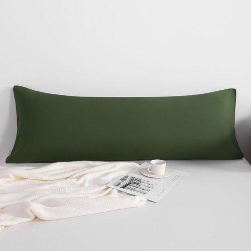 FLXXIE Body Pillow Cover - Super Soft Microfiber Case | Olive Green, 20x54, Wrinkle & Stain Resistant