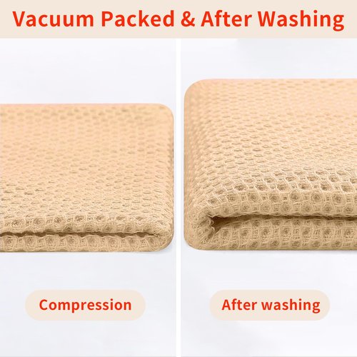 Homaxy 100% Cotton Waffle Weave Kitchen Dish Towels, Ultra Soft Absorbent Quick Drying Cleaning Towel, 13 x 28 Inches, 4-Pack, Apricot