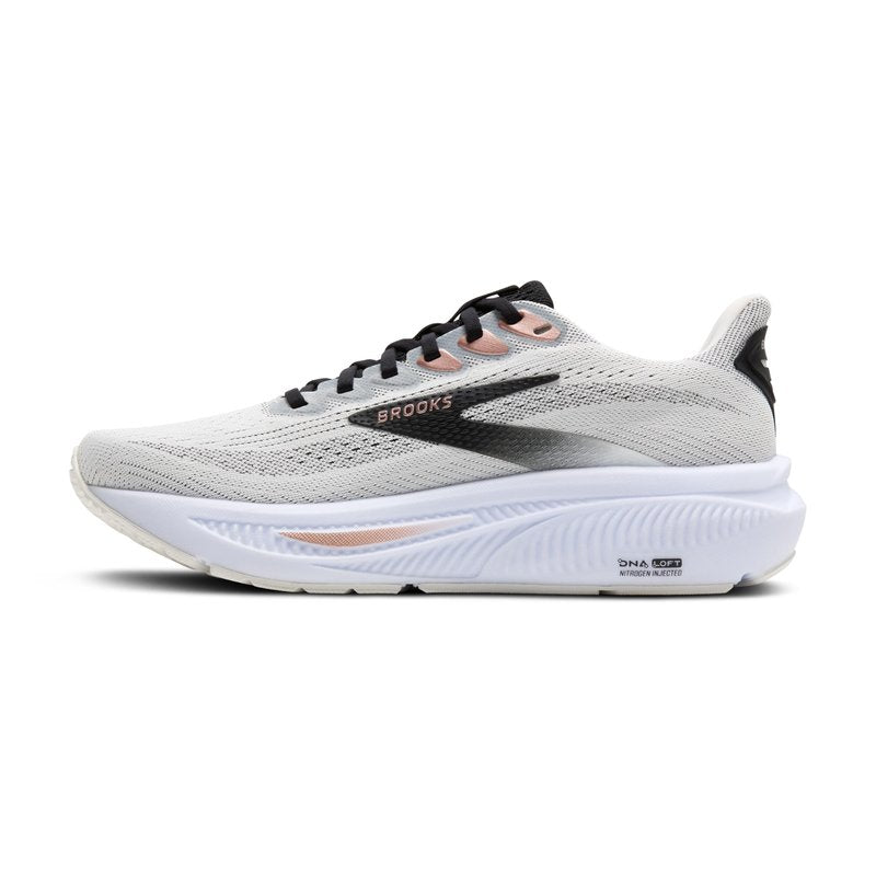 Brooks Women’s Ghost 17 Neutral Running Shoe - White/Black/Rose Gold - 9.5 Medium