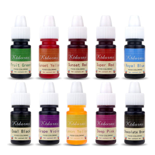 Skiennix Food Coloring Kit - 10 Vibrant Liquid Colors for Baking, Decorating & Slime | 0.25 fl. oz. Bottles