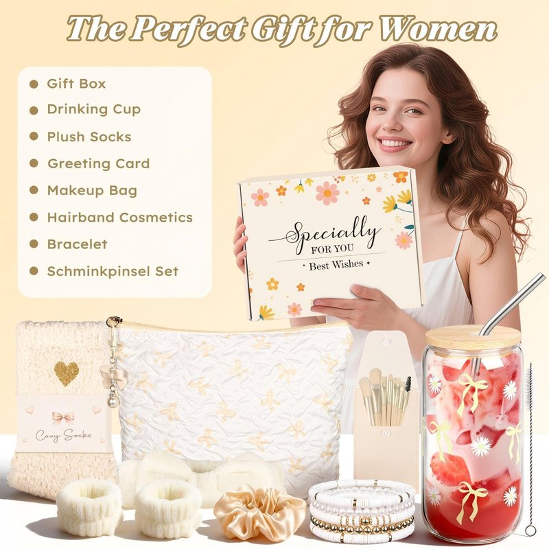 TUZELIYA Exquisite Birthday Gifts for Girls Teens - Best Birthday Presents for Her - Unique Gift Baskets for Women - Graduation Gifts for Best Friends Girlfriend Daughter Mom Sister Coworker - Beige