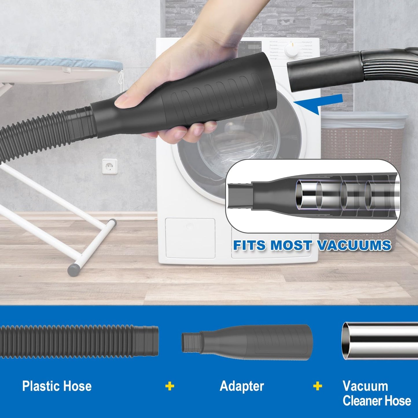 PetOde Dryer Vent Cleaner Kit - Efficient Lint Remover Vacuum Hose Attachment | Black Color