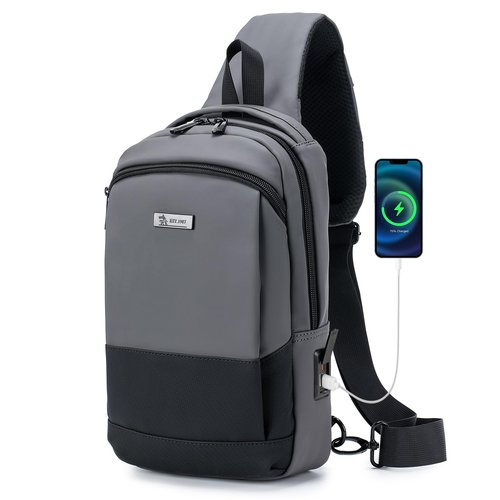 COSCOOA Sling Bag for Men, Anti-theft Crossbody Bag with USB Charging Port, PU Leather Shoulder Bag for Women Travel Outdoor Casual Sports Daypacks