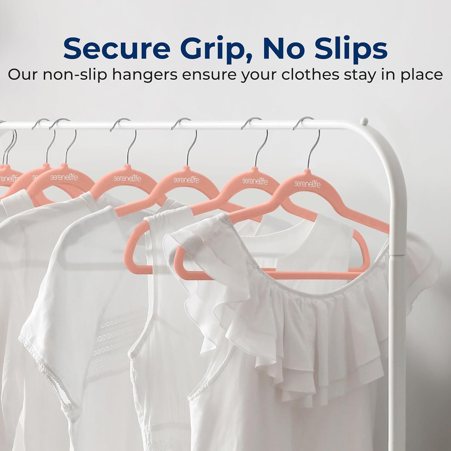 SereneLife Velvet Hangers - Non-Slip Felt with 360° Swivel Hook | Ultra-Thin & Space-Saving Design for Shirts, Sweaters, Dresses & More