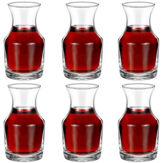 Remagr 6 Pack Single Serving Wine Carafe Glass Small Mini Carafe Individual Wine Refill Decanter for Dinner Parties Tastings Bars Restaurants (7.7 oz)