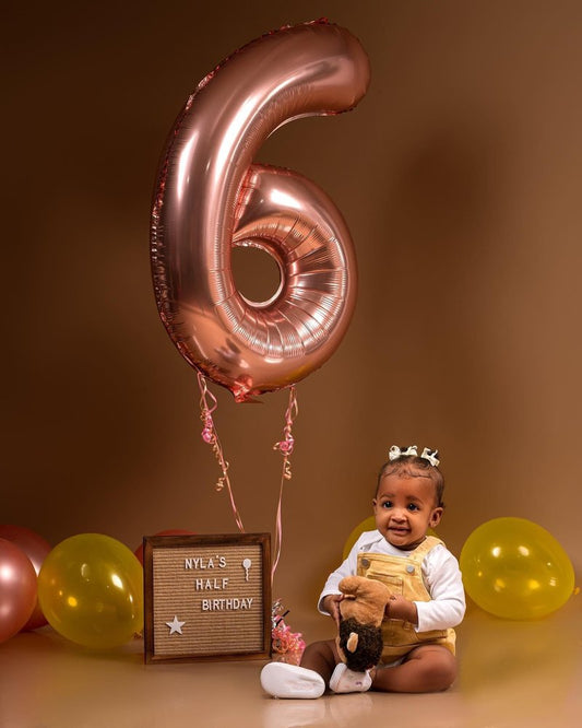 Rose Gold 4 Balloon, Number Balloons 40 Inch, 4th Birthday Decorations for Girls Boys, Four Large Numbers for Party Decor, Number 4 Balloon