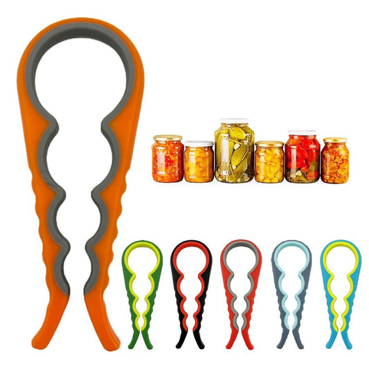 Jar Bottle Opener for Weak Hands, 4 in 1 Multi-Function Non-Slip Can Lid Opener Tool, Suitable for Seniors with Arthritis, Low Strength and Children