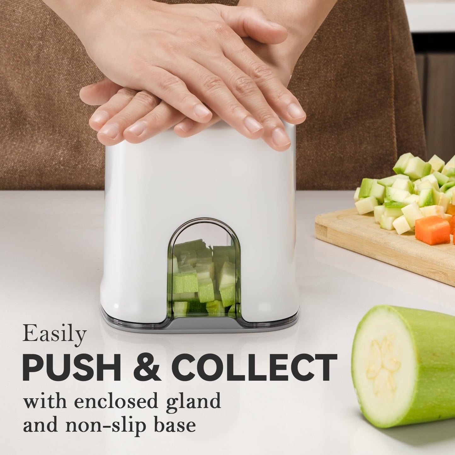KEOUKE Vegetable Chopper - Multifunctional 3-Blade Food Dicer with Container & Storage Box | White