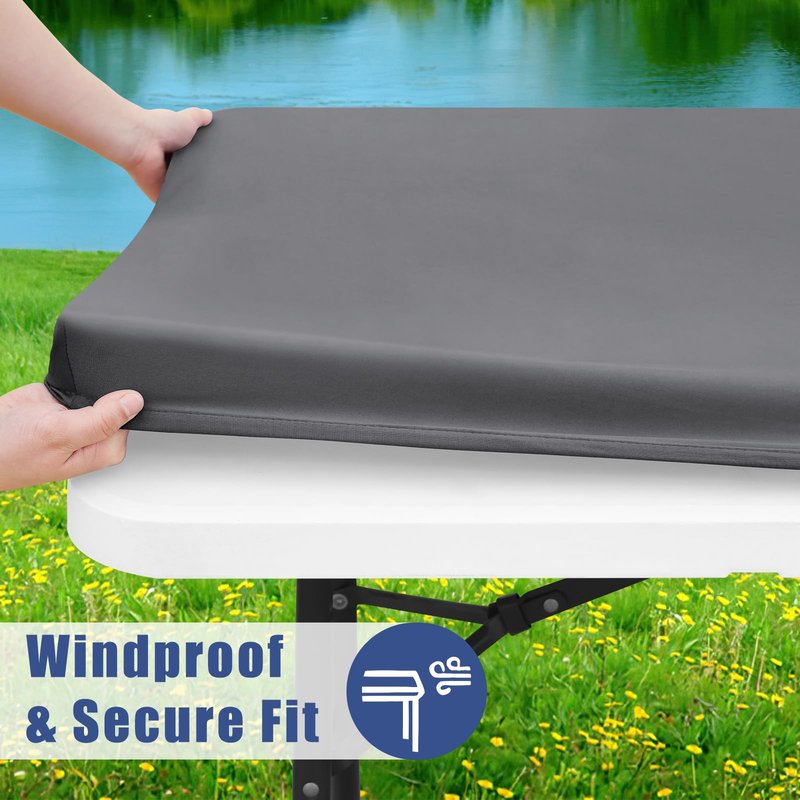 Moosfor Spandex 6 Foot Rectangle Table Cloth 4 Pack, Elastic Fitted Tablecloths for Picnic, Stretch Washable Patio Table Cover for Outdoor, Camping, Banquet and Parties (Grey, 30"x72")