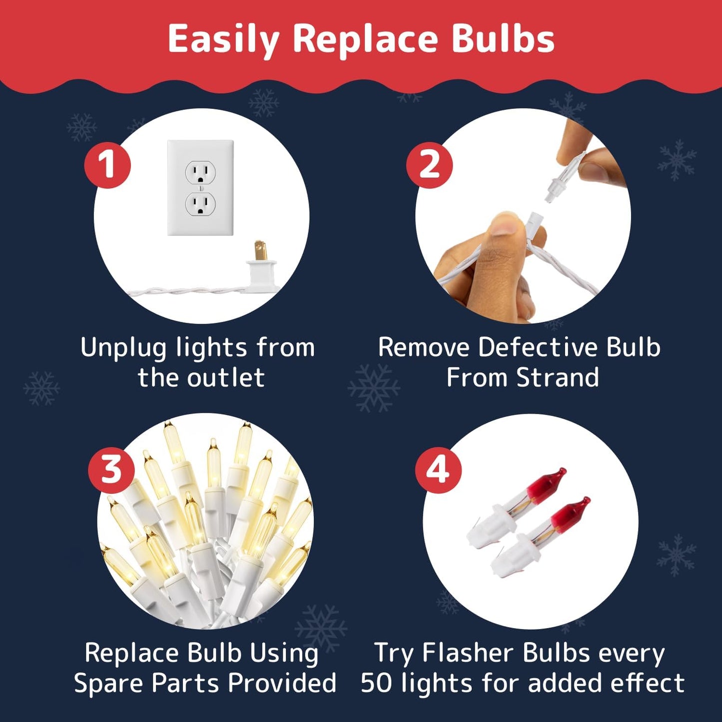 PREXTEX 100-Count Ultra Bright Christmas Lights - 20 ft Clear String Lights on White Wire for Indoor/Outdoor Decor