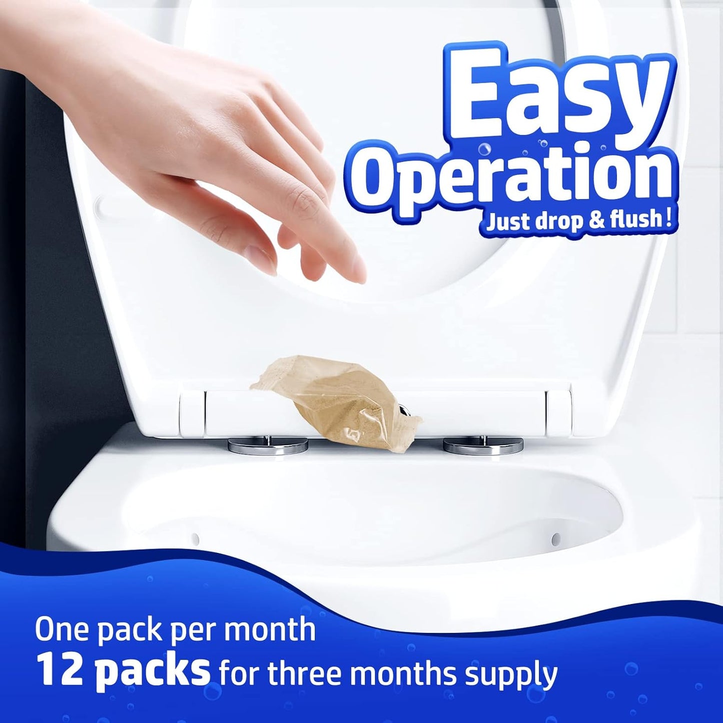 Vacplus Septic Tank Treatment - 12 Dissolvable Packs for 1-Year Supply | Biodegradable Enzymes for Waste & Odor Control
